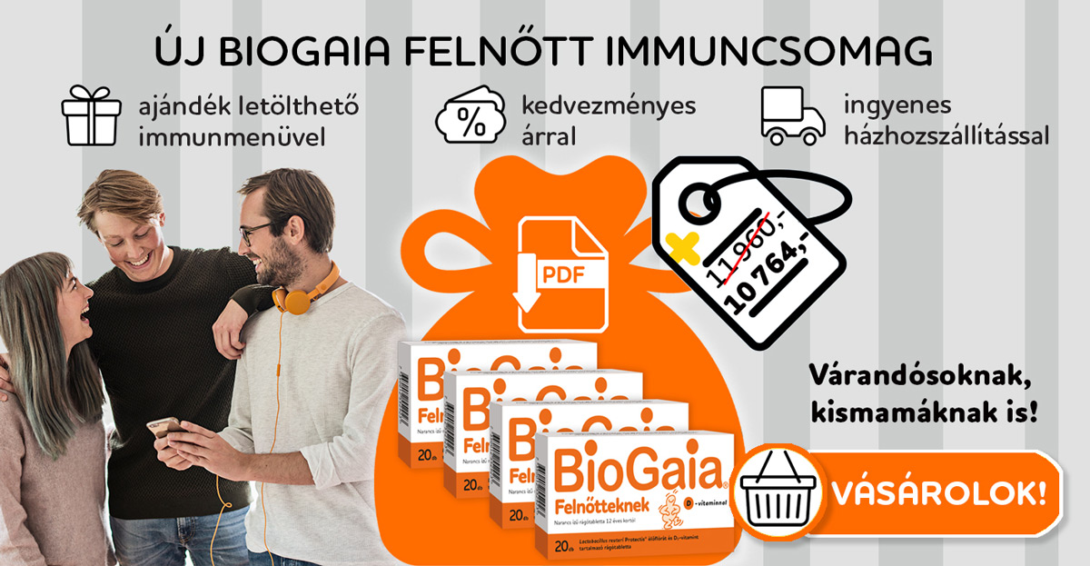 BioGaia Felnőtt IMMUNCSOMAG - 4 x 20 db rágótabletta ajándék immunmenüvel